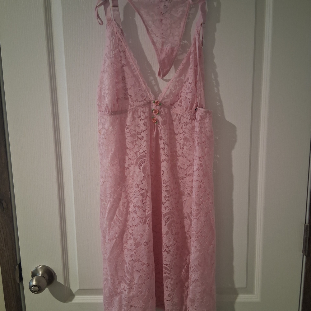 Paris Blues Soft Pink Lace Chemise Set